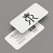 Luxe Monogram R Kroon Zwart Wit Modern Visitekaartje