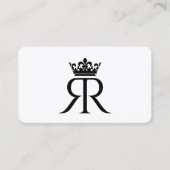 Luxe Monogram R Kroon Zwart Wit Modern Visitekaartje (Voorkant)