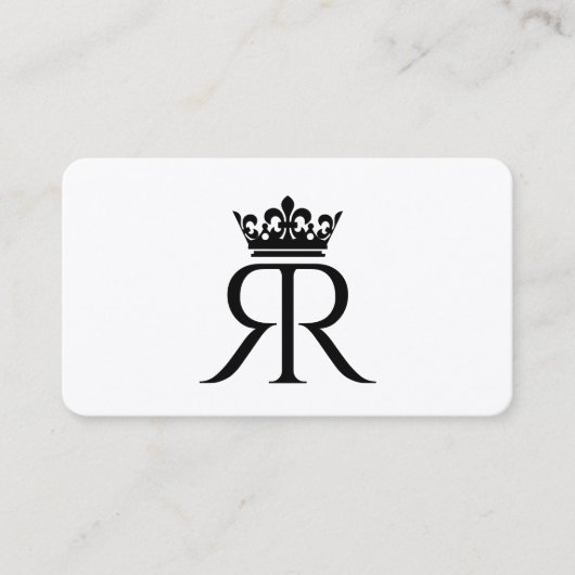 Luxe Monogram R Kroon Zwart Wit Modern Visitekaartje (Voorkant)
