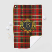 Luxe Monogram Rood Goud Schotse Ruit Golfhanddoek (Insitu)