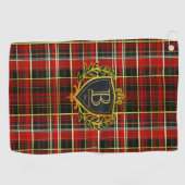 Luxe Monogram Rood Goud Schotse Ruit Golfhanddoek (Horizontaal)