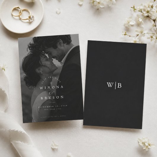 Luxe Monogram Save The Date Kaart