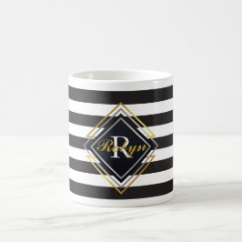 Luxe Monogram Stripes Koffiemok