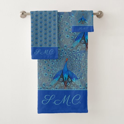 Luxe Monogram Turquoise Blauwgroen Blue Peacock Pa Bad Handdoek (Insitu)