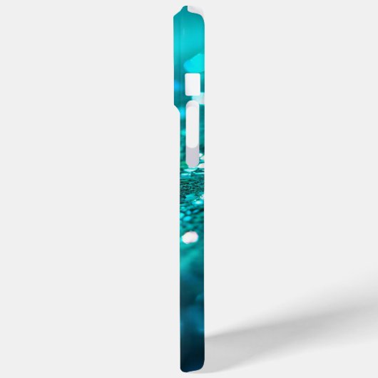 Luxe monogram turquoise glitter Case-Mate iPhone case (Achterkant / Links)