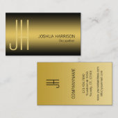 Luxe monogram visitekaartje zwart en goud (Voorkant / Achterkant)