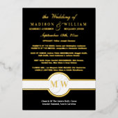 Luxe Monogram Wedding Program Black en Gold Folie Uitnodiging (Voorkant)