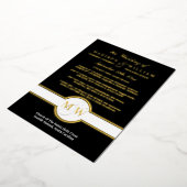 Luxe Monogram Wedding Program Black en Gold Folie Uitnodiging (Gedraaid)