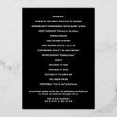 Luxe Monogram Wedding Program Black en Gold Folie Uitnodiging (Achterkant)