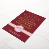 Luxe Monogram Wedding Program Burgundy Gold Folie Uitnodiging (Gedraaid)