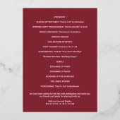 Luxe Monogram Wedding Program Burgundy Gold Folie Uitnodiging (Achterkant)