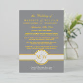 Luxe Monogram Wedding Program Grey and Gold Folie Uitnodiging (Staand Voorkant)