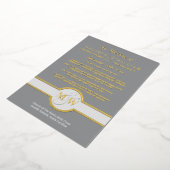 Luxe Monogram Wedding Program Grey and Gold Folie Uitnodiging (Gedraaid)