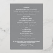 Luxe Monogram Wedding Program Grey and Gold Folie Uitnodiging (Achterkant)