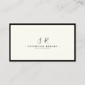 Luxe Monogram Zwart Ivoor Chic Stijlvol Visitekaartje (Voorkant)