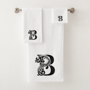 Luxe monogram zwarte B-letter wit Bad Handdoek