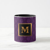 Luxe Monogrammed Paarse Floral Mok (Midden)
