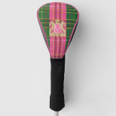 Luxe Monogrammed Roze en Groen Plaid Driver Golfheadcover (Voorkant)