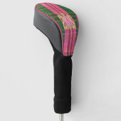 Luxe Monogrammed Roze en Groen Plaid Driver Golfheadcover (Schuin)