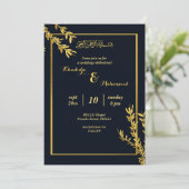 Luxe moslim klassiek zwart en goud kaart (Staand voorkant)