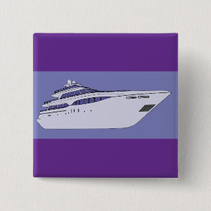 Luxe motorjacht moderne witte superyacht vierkante button 5,1 cm