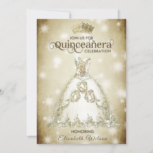  luxe mousserende kleding tiara Quinceañera Kaart (Voorkant)