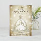  luxe mousserende kleding tiara Quinceañera Kaart (Staand voorkant)