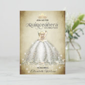  luxe mousserende kleding tiara Quinceañera Kaart (Staand voorkant)