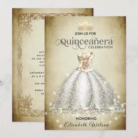  luxe mousserende kleding tiara Quinceañera Kaart (Voorkant / Achterkant)