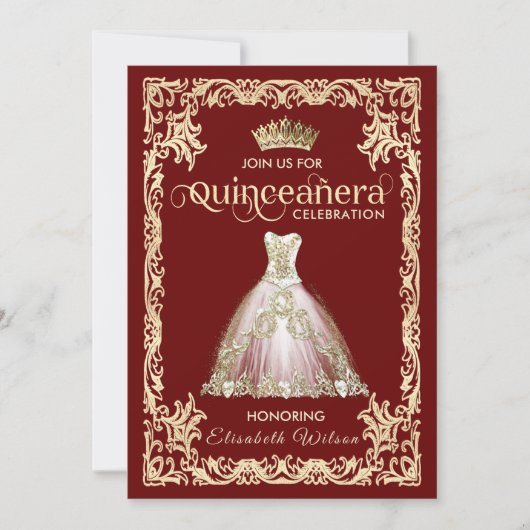 luxe mousserende kleding tiara Quinceañera Kaart (Voorkant)