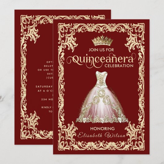 luxe mousserende kleding tiara Quinceañera Kaart (Voorkant / Achterkant)