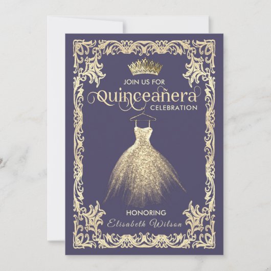 luxe mousserende kleding tiara Quinceañera Kaart (Voorkant)