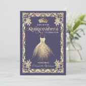 luxe mousserende kleding tiara Quinceañera Kaart (Staand voorkant)