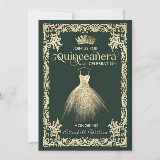 luxe mousserende kleding tiara Quinceañera Kaart (Voorkant)