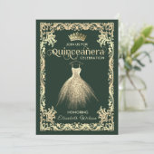 luxe mousserende kleding tiara Quinceañera Kaart (Staand voorkant)