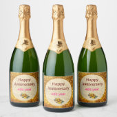 Luxe Mousserende Wijn Goud Glitter Marmer Customiz Sparkling Wijnetiket (Flessen)
