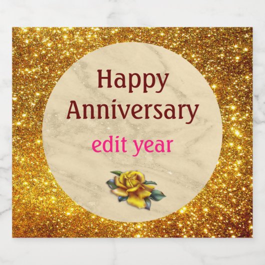 Luxe Mousserende Wijn Goud Glitter Marmer Customiz Sparkling Wijnetiket (Enkel label)