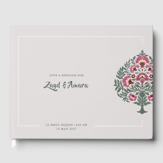 Luxe Mughal Floral bruiloft gastenboek – Elegant (Voorkant)