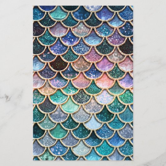 Luxe multicolor Glitter Mermaid Scales Briefpapier (Voorkant)