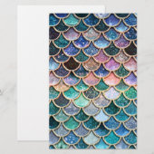 Luxe multicolor Glitter Mermaid Scales Briefpapier (Voorkant / Achterkant)