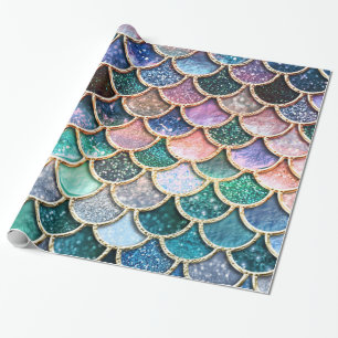 Luxe multicolor Glitter Mermaid Scales Cadeaupapier