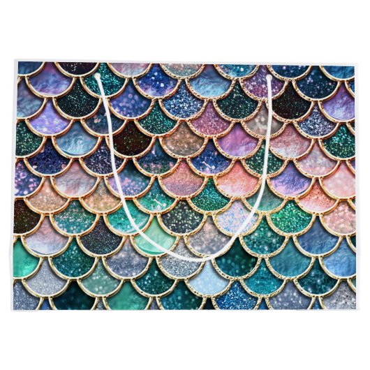 Luxe multicolor Glitter Mermaid Scales Groot Cadeauzakje (Achterkant)