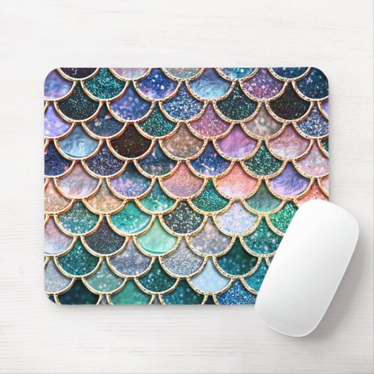 Luxe multicolor Glitter Mermaid Scales Muismat (Met muis)