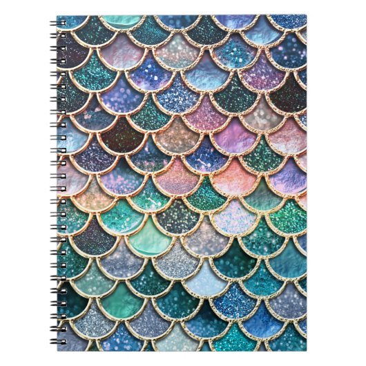 Luxe multicolor Glitter Mermaid Scales Notitieboek (Voorkant)