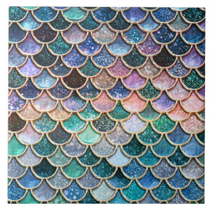 Luxe multicolor Glitter Mermaid Scales Tegeltje