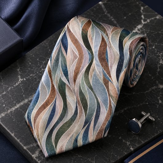 Luxe multikleur abstract golfpatroon stropdas