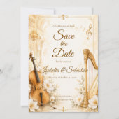 Luxe muzikale elegantie bruiloft save the date (Voorkant)
