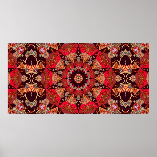 Luxe naadloze versiering met mandala - ster, flow poster (Voorkant)