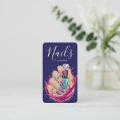 Luxe Nagelstudio Navy Blue Manicuriste Kunstenaar Visitekaartje (Staand voorkant)