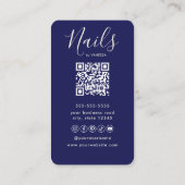 Luxe Nagelstudio Navy Blue Manicuriste Kunstenaar Visitekaartje (Achterkant)